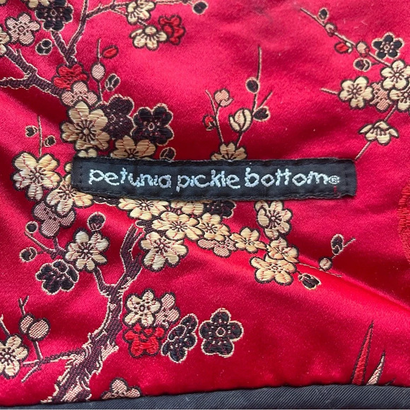 Petunia Pickle Bottom Red Satin Chinoiserie Diaper Bag - Picture 2 of 7